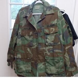 US Army Woodland Camo BDU Field Jacket Mens Military Issue Taylor Name Tape